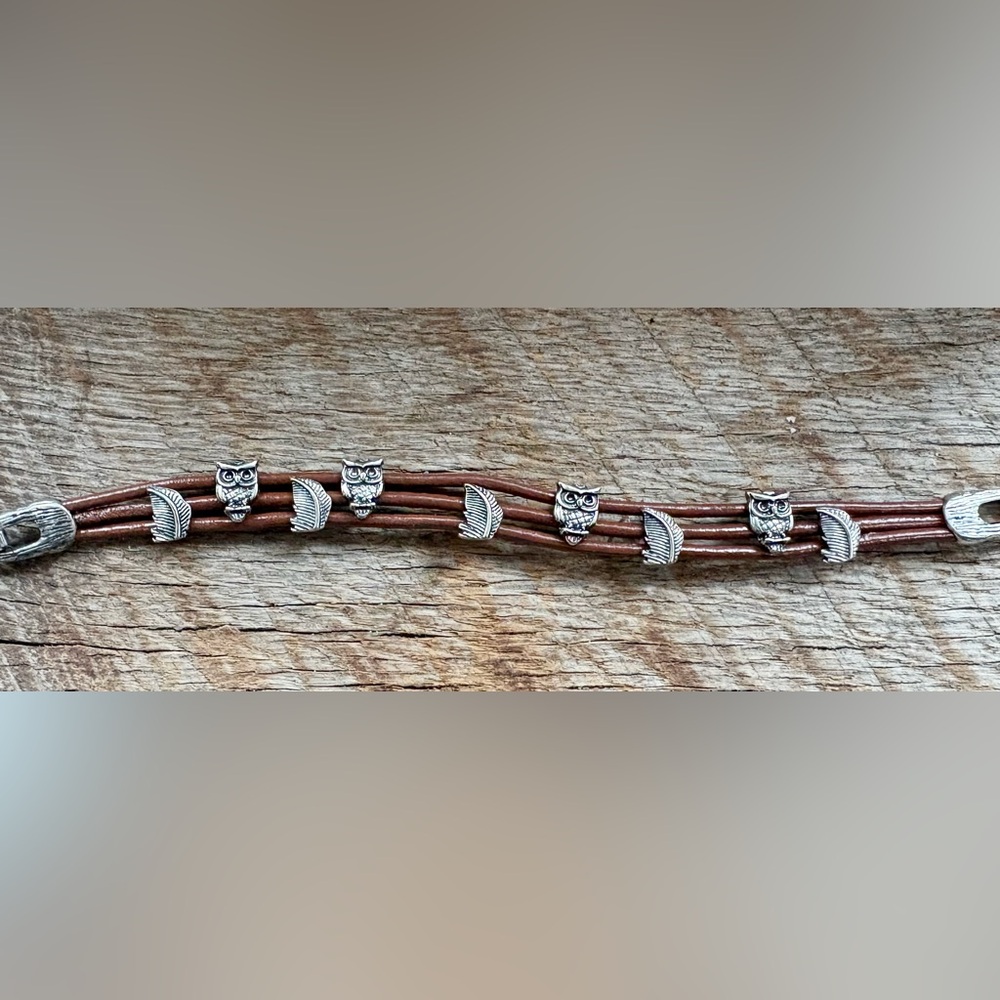 Leather Charm Bracelets, Hamsa & Evil Eye, Owl or Elephant Clover - Picture 3 of 7